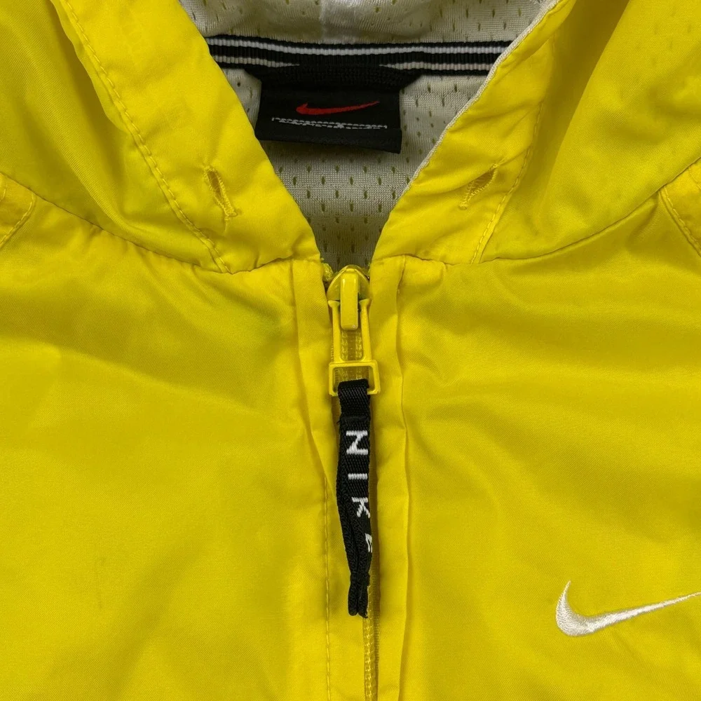 Vintage‎ Nike Jacket Womens Small Yellow Windbreaker 1/4 Zip Hooded Pullover 80s